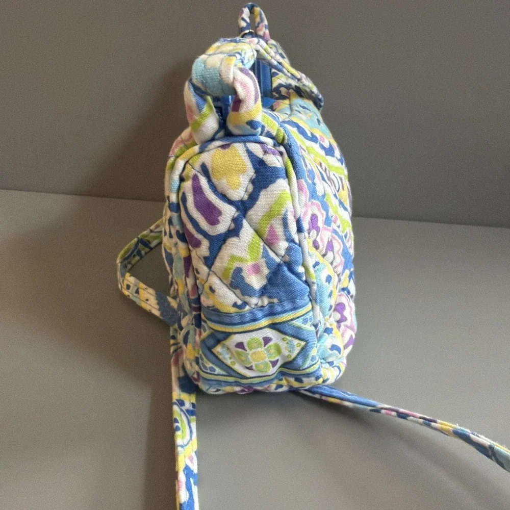 Vera Bradley Capri Blue Crossbody Shoulder Bag Purse Paisley Small Cotton - Picture 3 of 11